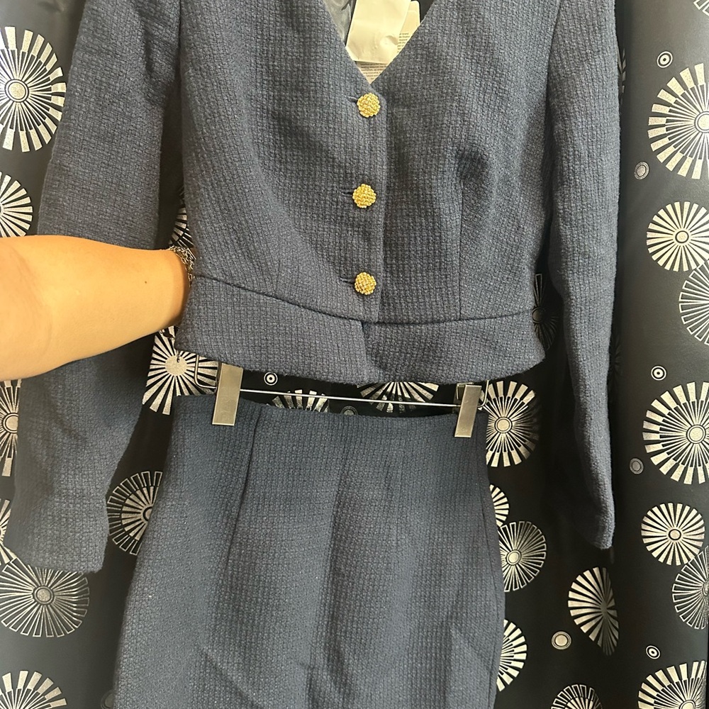 Gaala  Paris Milana Cotton Tweed Two Piece. New size 36 set . Color Navy Blue - Picture 2 of 16